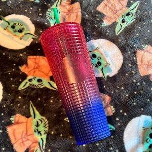 Starbucks Summer 2022 Pink and Blue Grid Gradient Tumbler